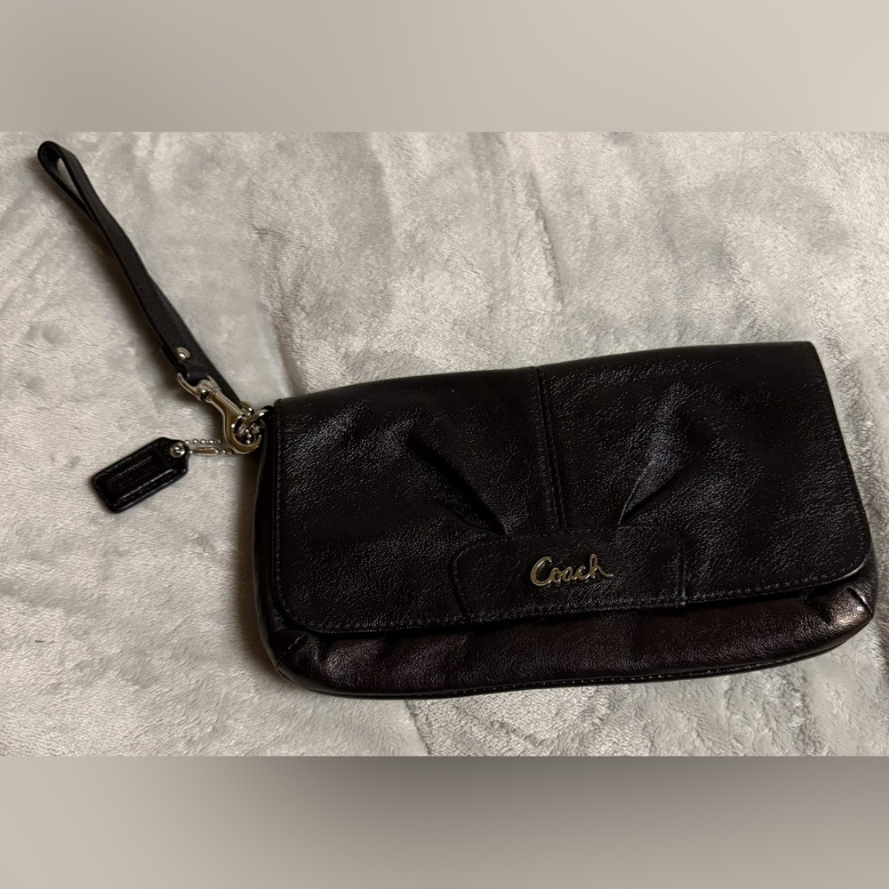 Coach Black Leather Wristlet